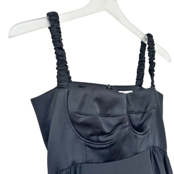 Anna October Snowdrop Bustier Ruched Strap Ruffle Hem Black Maxi Dress Size S - Picture 7 of 12